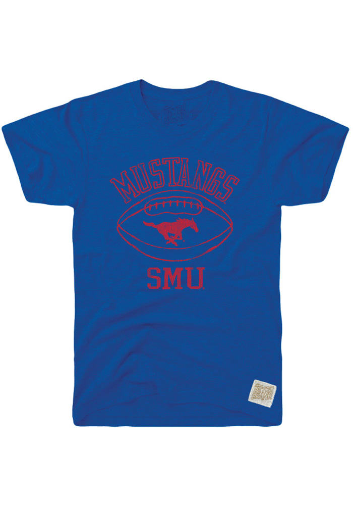 Original Retro Brand SMU Mustangs Blue Football Short Sleeve Fashion T Shirt