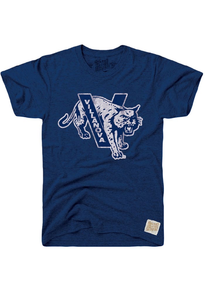 Original Retro Brand Villanova Wildcats Navy Blue Logo Short Sleeve Fashion T Shirt