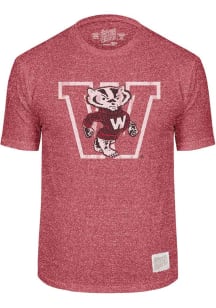 Wisconsin Badgers Red Original Retro Brand Logo Short Sleeve Fashion T Shirt