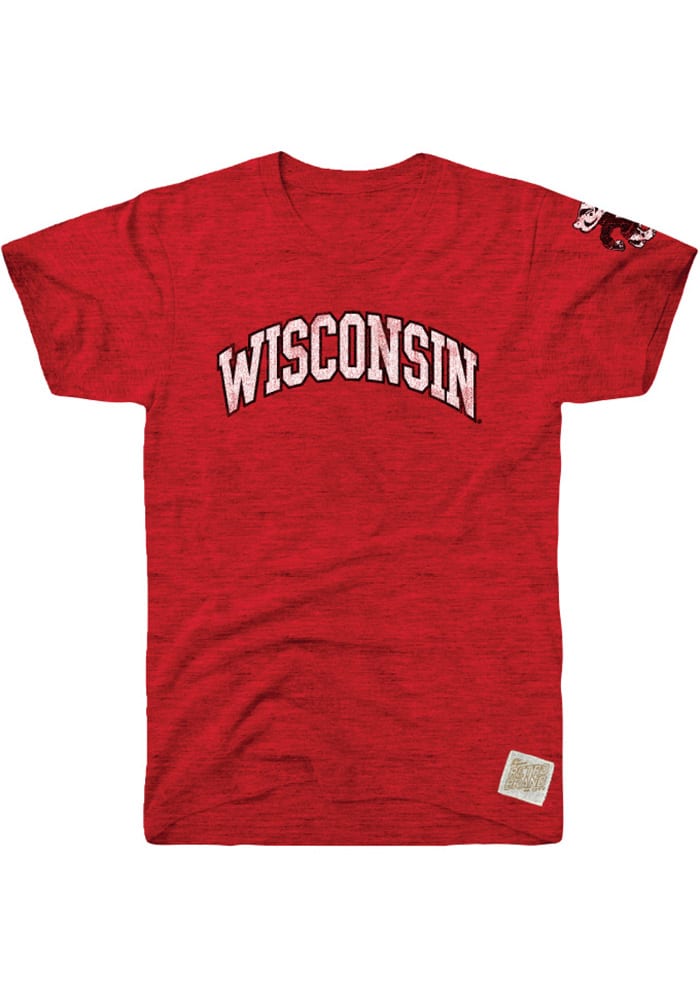 Original Retro Brand Wisconsin Badgers Red Arch Short Sleeve Fashion T Shirt