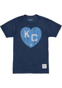 Original Retro Brand Kansas City Monarchs Navy Blue Heart Short Sleeve Fashion T Shirt