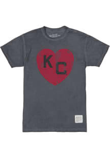 Original Retro Brand Kansas City Monarchs Charcoal Heart Short Sleeve Fashion T Shirt