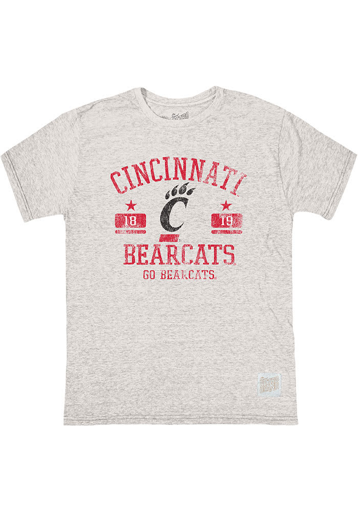 Original Retro Brand Cincinnati Bearcats Grey Triblend Number One Distressed Short Sleeve Fashion T Shirt
