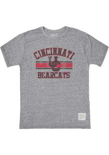 Original Retro Brand Cincinnati Bearcats Grey Triblend Stripe Number One Short Sleeve Fashion T ..