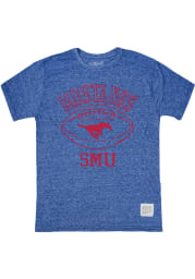 Original Retro Brand SMU Mustangs Blue Football Short Sleeve Fashion T Shirt