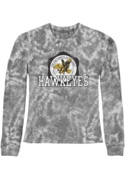 Original Retro Brand Iowa Hawkeyes Womens Grey Tie Dye Crop Crew Sweatshirt