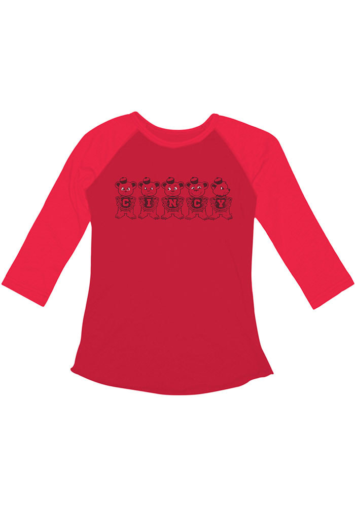 Original Retro Brand Cincinnati Bearcats Womens Red 3/4 Raglan LS Tee