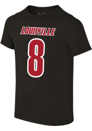 Lamar Jackson Louisville Cardinals Black Name and Number Short Sleeve Player T Shirt