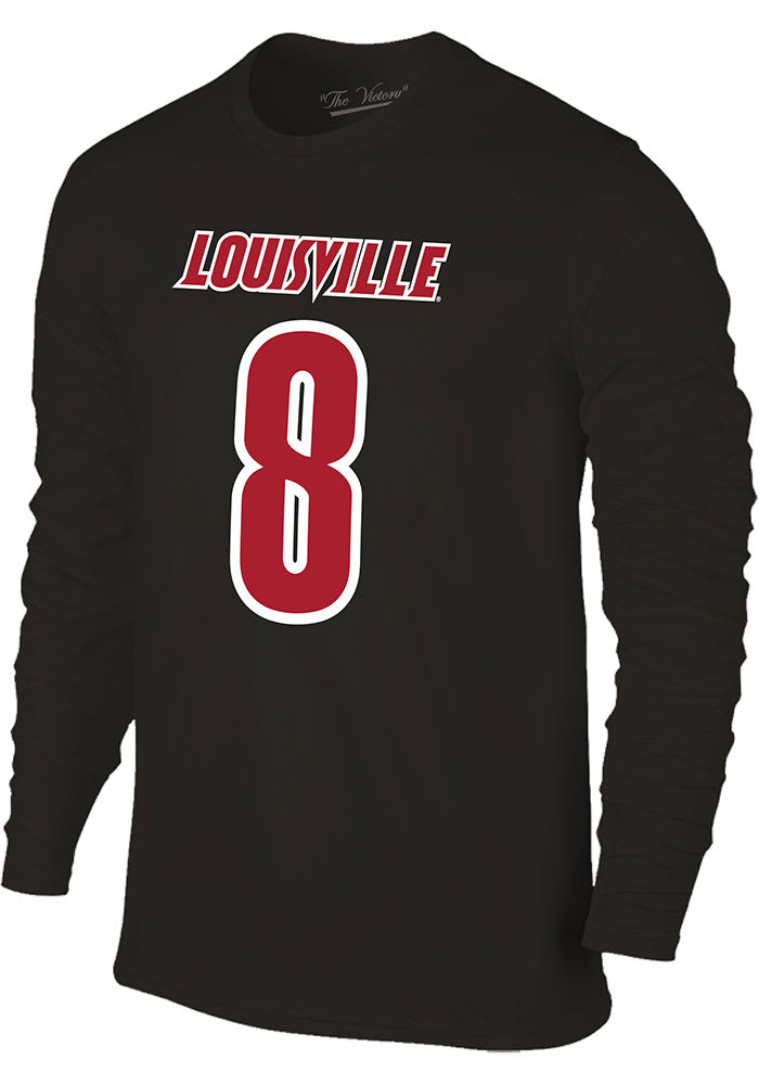 Lamar Jackson Louisville Cardinals Black Name and Number Long Sleeve Player T Shirt
