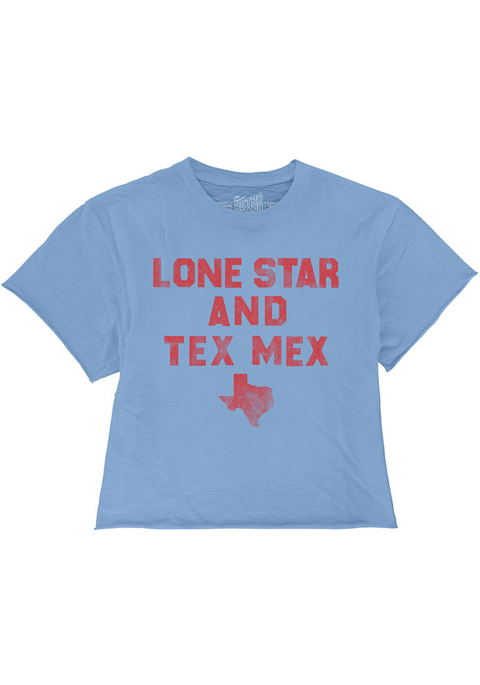 Original Retro Brand Texas Womens Light Blue Lone Star Short Sleeve T-Shirt