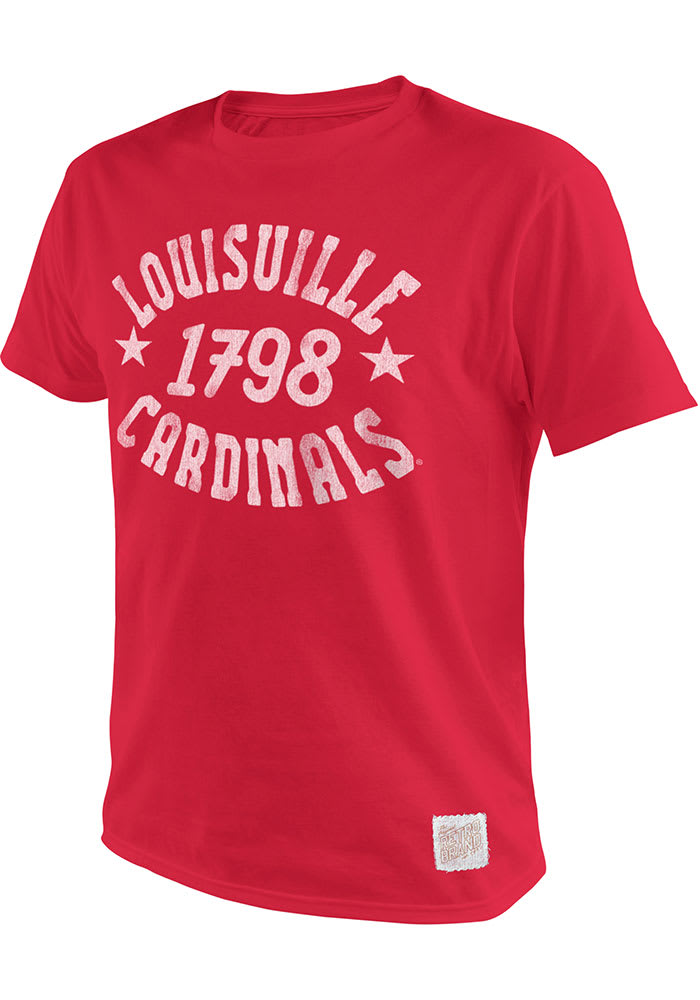 Original Retro Brand Louisville Cardinals Red Vintage Arch Name Short Sleeve Fashion T Shirt