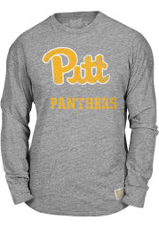 Original Retro Brand Pitt Panthers Grey Triblend Long Sleeve Fashion T Shirt