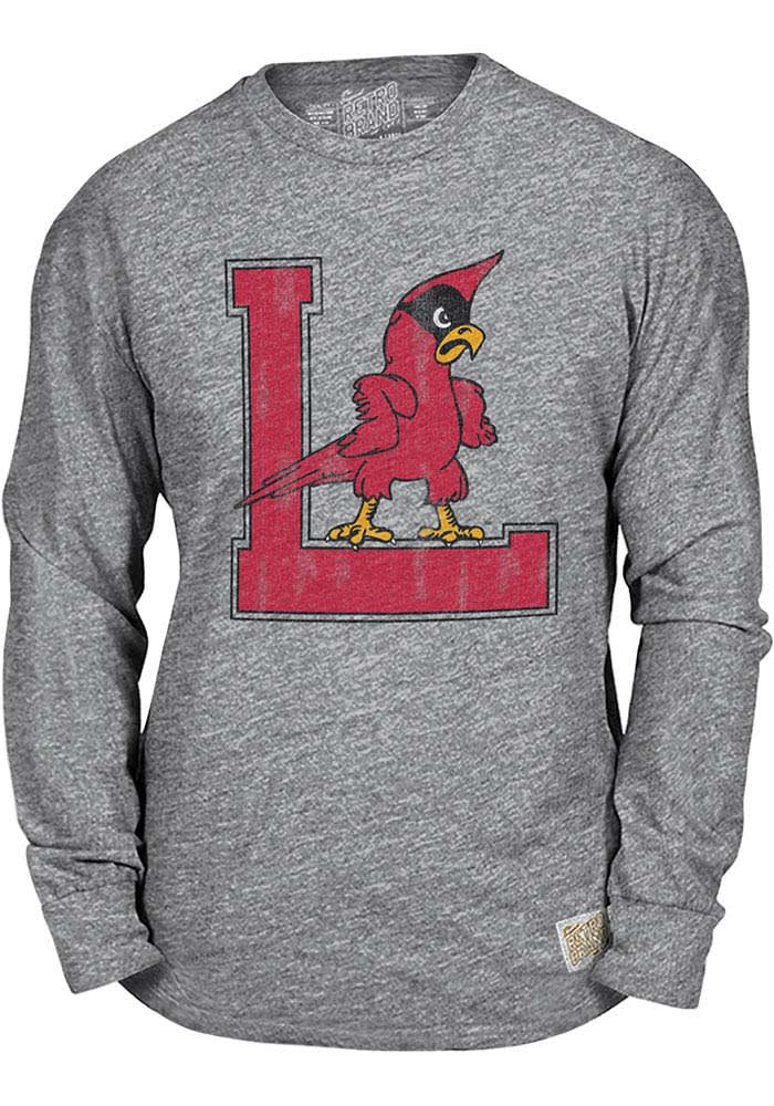 Original Retro Brand Louisville Cardinals Grey Triblend Long Sleeve Fashion T Shirt