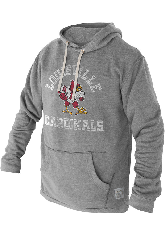 Original Retro Brand Louisville Cardinals Mens Grey Triblend Fashion Hood