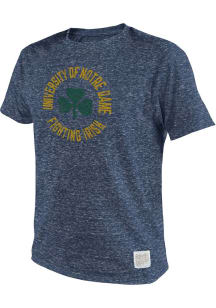 Original Retro Brand Notre Dame Fighting Irish Navy Blue Clover Short Sleeve Fashion T Shirt