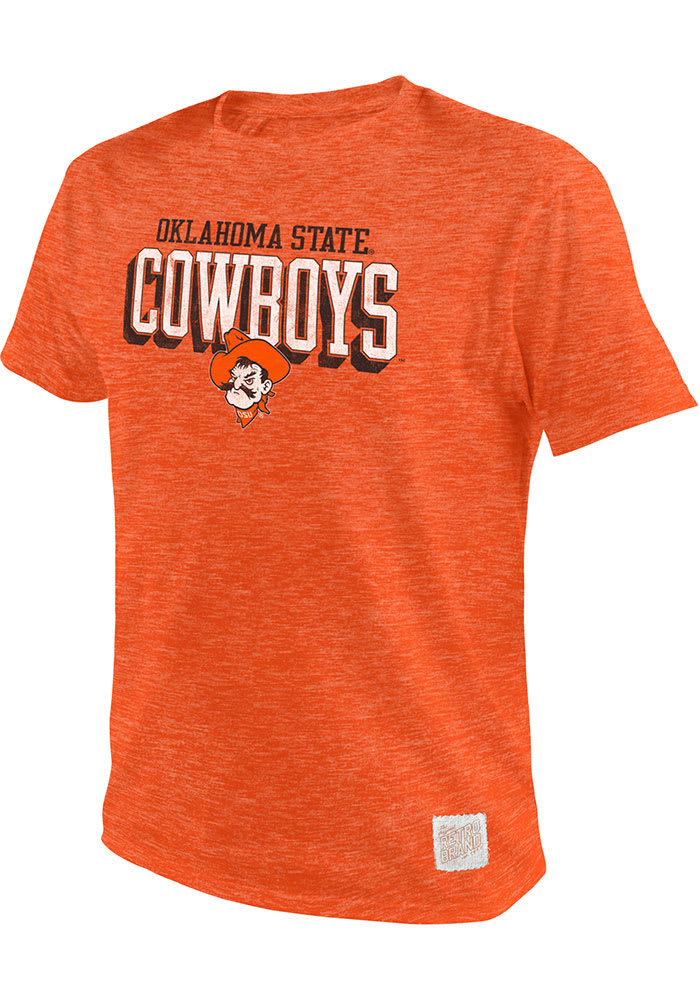 Original Retro Brand Oklahoma State Cowboys Orange TRI BLEND Short Sleeve Fashion T Shirt