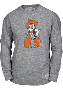 Original Retro Brand Oklahoma State Cowboys Grey Pistol Pete Long Sleeve Fashion T Shirt