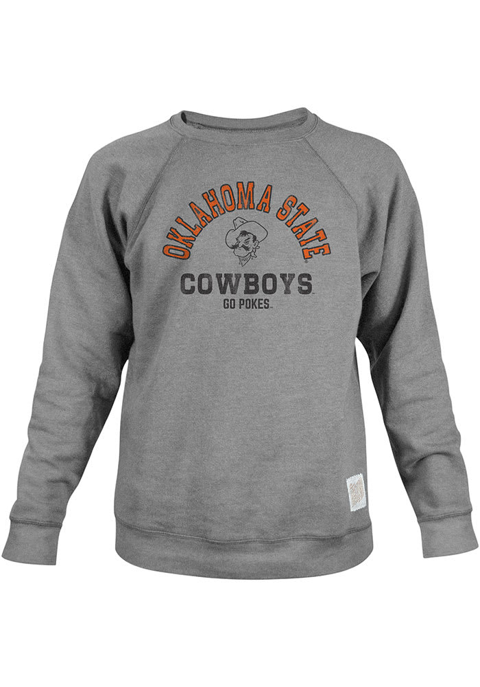 Oklahoma State Cowboys Mens Grey Arch Mascot Big and Tall Long Sleeve T- Shirt