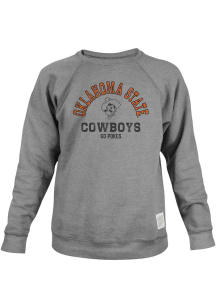 Original Retro Brand Oklahoma State Cowboys Mens Grey Arch Mascot Long Sleeve Crew Sweatshirt