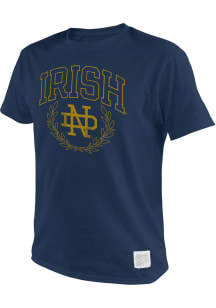 Original Retro Brand Notre Dame Fighting Irish Navy Blue Arch Logo Short Sleeve Fashion T Shirt
