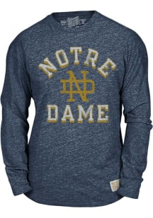 Original Retro Brand Notre Dame Fighting Irish Navy Blue Arch Logo Long Sleeve Fashion T Shirt