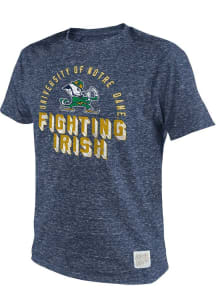 Original Retro Brand Notre Dame Fighting Irish Navy Blue Arch Mascot Short Sleeve Fashion T Shir..