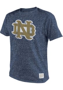 Original Retro Brand Notre Dame Fighting Irish Navy Blue Locked Logo Short Sleeve Fashion T Shir..