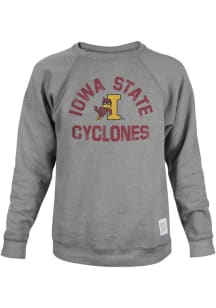 Original Retro Brand Iowa State Cyclones Mens Grey Vintage Initial Mascot Long Sleeve Fashion Sw..