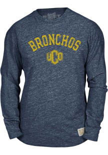 Central Oklahoma Bronchos Navy Blue Triblend Arch Mascot Name Long Sleeve Fashion T Shirt