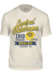 Central Oklahoma Bronchos White Vintage Football Helmet Short Sleeve Fashion T Shirt