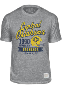 Central Oklahoma Bronchos Grey Vintage Football Helmet Short Sleeve Fashion T Shirt
