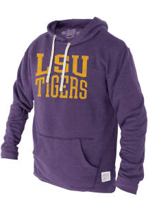 Original Retro Brand LSU Tigers Mens Purple Distressed Stacked Wordmark Fashion Hood