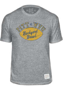 Original Retro Brand Pitt Panthers Grey Backyard Brawl Football Logo Short Sleeve Fashion T Shir..