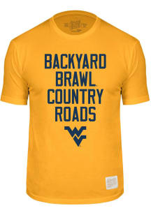 Original Retro Brand West Virginia Mountaineers Gold Backyard Brawl Country Roads Short Sleeve T..
