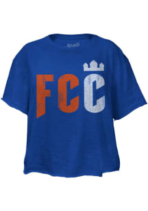 Original Retro Brand FC Cincinnati Womens Blue Cropped Boyfriend Short Sleeve T-Shirt