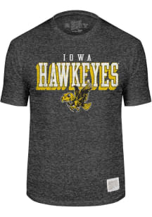 Original Retro Brand Iowa Hawkeyes Black Bevel Vault Mascot Short Sleeve Fashion T Shirt