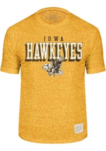 Original Retro Brand Iowa Hawkeyes Gold Bevel Vault Mascot Short Sleeve Fashion T Shirt