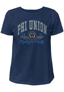 Original Retro Brand Philadelphia Union Womens Navy Blue Vintage Short Sleeve T-Shirt