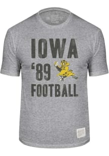 Iowa Hawkeyes Grey Original Retro Brand 89 Vault Football Short Sleeve Fashion T Shirt