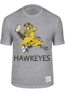 Iowa Hawkeyes Grey Original Retro Brand Vault Football Mascot Short Sleeve Fashion T Shirt