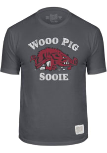 Original Retro Brand Arkansas Razorbacks Charcoal Retro Slobbering Hog Short Sleeve T Shirt
