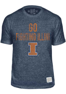 Original Retro Brand Illinois Fighting Illini Navy Blue Distressed Go Fightin Illini Short Sleev..