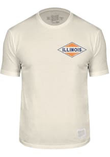 Original Retro Brand Illinois Fighting Illini White Distressed Name Short Sleeve Fashion T Shirt