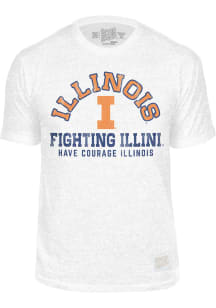 Original Retro Brand Illinois Fighting Illini White Distressed Number One Short Sleeve Fashion T..