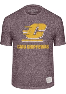 Central Michigan Chippewas Maroon Distressed Primary Logo Short Sleeve Fashion T Shirt