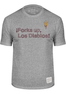 Original Retro Brand Arizona State Sun Devils Grey Hispanic Heritage Forks Up Short Sleeve Fashi..