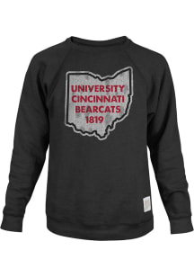 Cincinnati Bearcats Mens Black Vintage State Shape Long Sleeve Fashion Sweatshirt