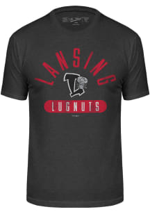 Lansing Lugnuts Black Number 1 Oval Design Short Sleeve Fashion T Shirt