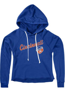 Original Retro Brand FC Cincinnati Womens Blue Crop Hooded Sweatshirt