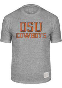 Original Retro Brand Oklahoma State Cowboys Grey OSU Cowboys Stacked Short Sleeve Fashion T Shir..